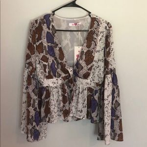 NWT snakeskin Buddy Love tie top